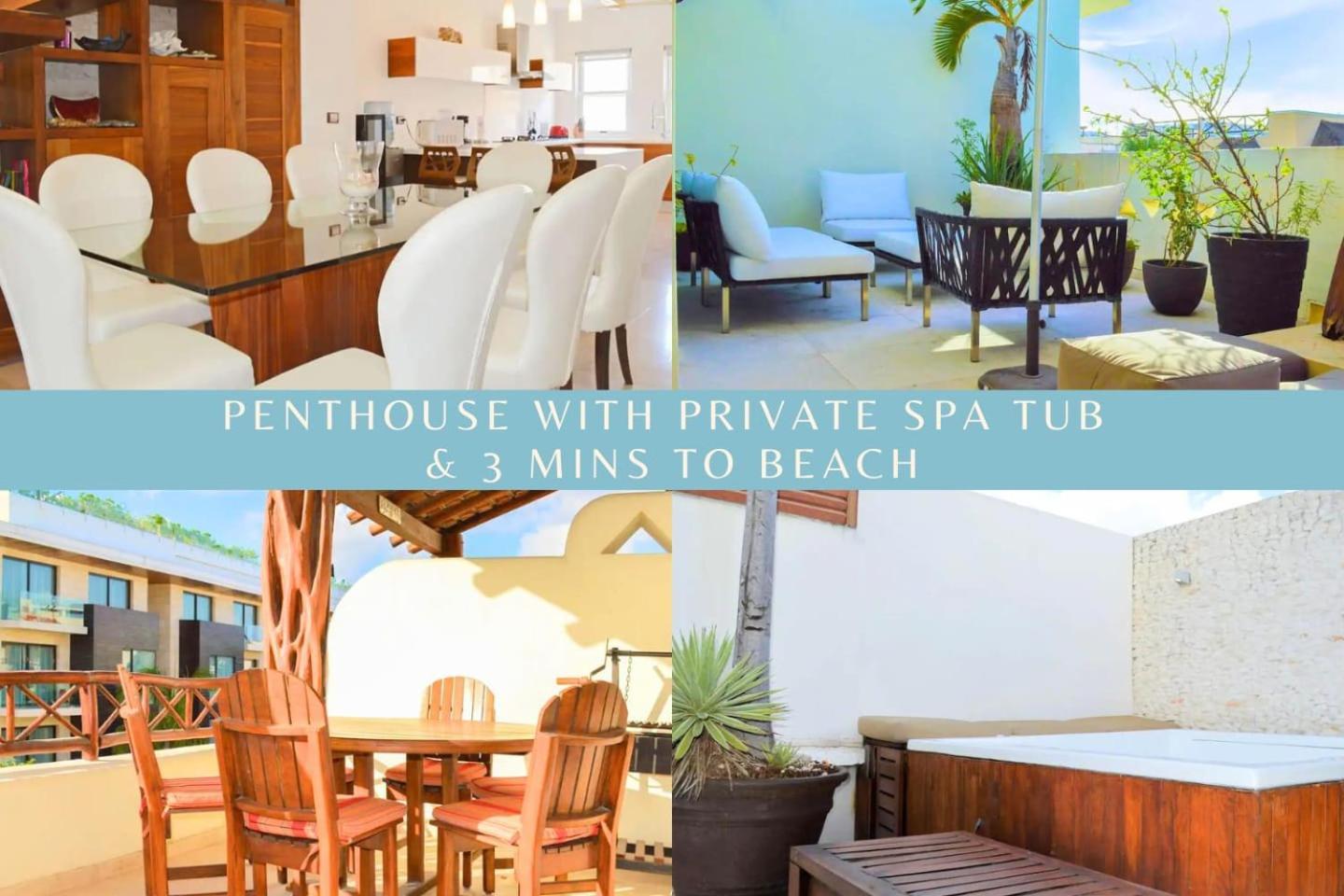 Spacious Ph Private Tub Bbq 3 Mins To Playa del Carmen